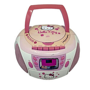 Hello Kitty KT2028A CD Cassette Boombox Radio Pink Tested Please Read